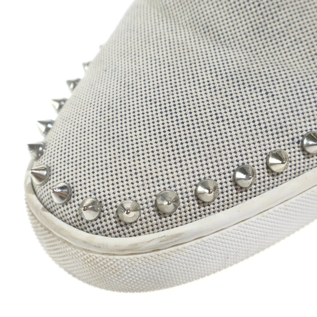 CHRISTIAN LOUBOUTIN(クリスチャンルブタン) ピックボート スタッズ フラットスリッポン アイボリー キャンバス #41 1/2