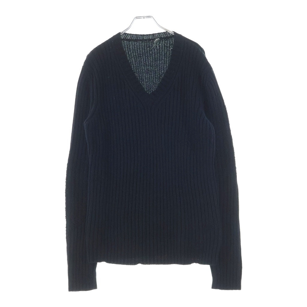 DOLCE & GABBANA(ドルチェアンドガッバーナ) Vネックリブニット ダメージ加工 ブラック #46