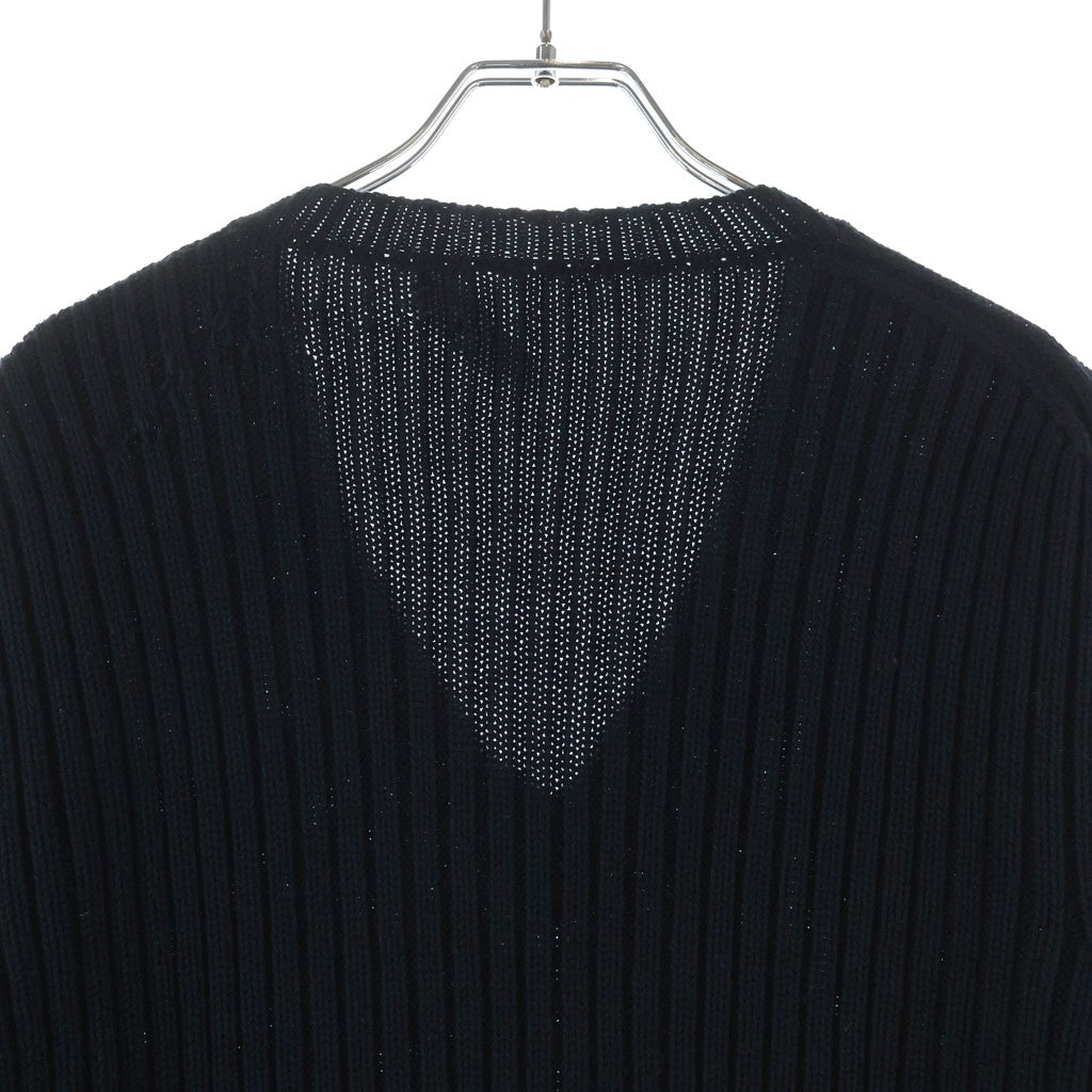 DOLCE & GABBANA(ドルチェアンドガッバーナ) Vネックリブニット ダメージ加工 ブラック #46