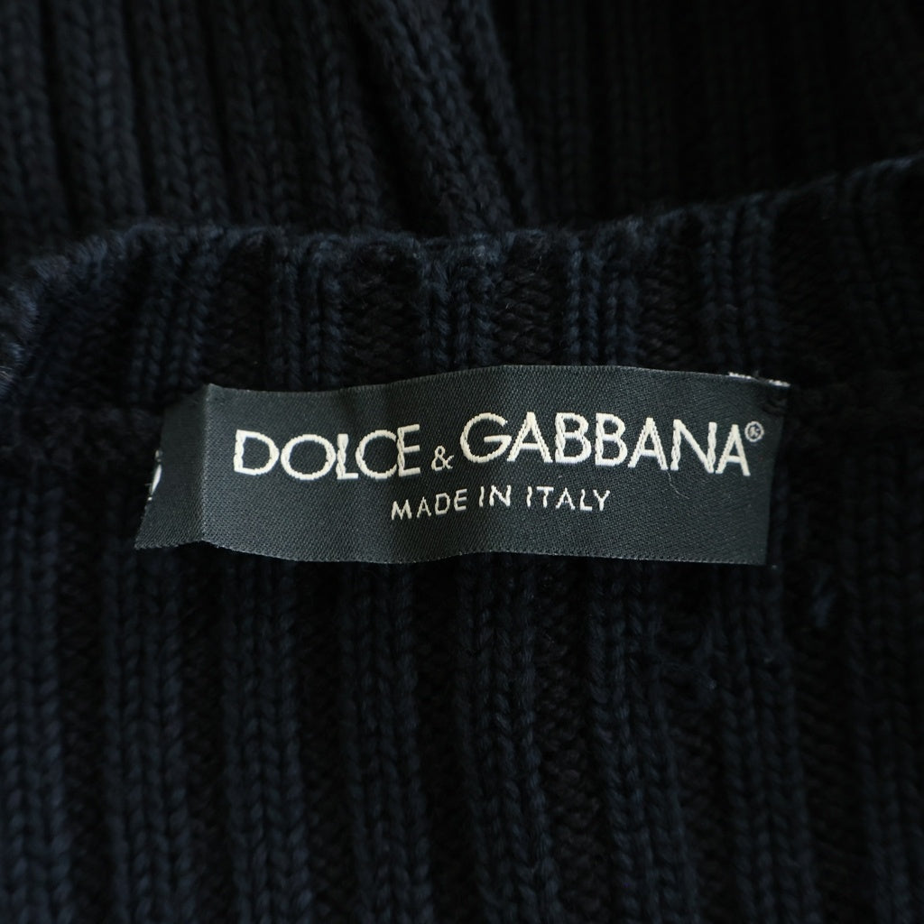 DOLCE & GABBANA(ドルチェアンドガッバーナ) Vネックリブニット ダメージ加工 ブラック #46