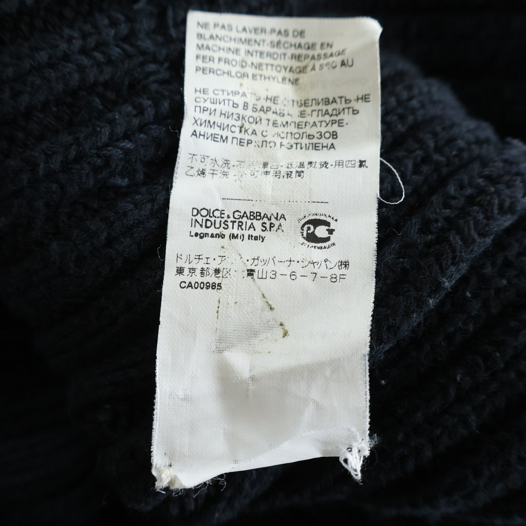 DOLCE & GABBANA(ドルチェアンドガッバーナ) Vネックリブニット ダメージ加工 ブラック #46