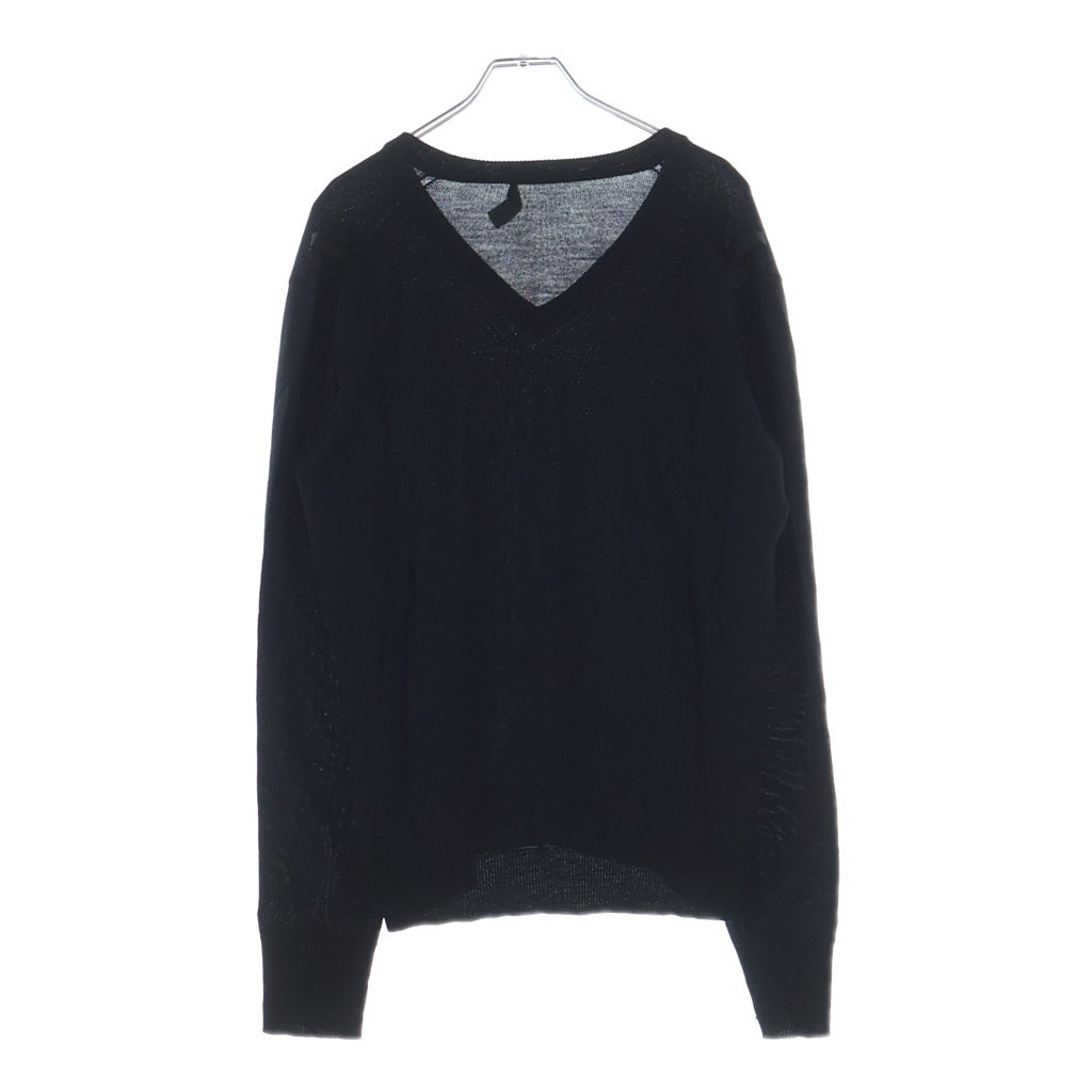 Dior HOMME(ディオールオム) 04AW エディ期 CDロゴ刺繍 Vネックセーター ブラック ウール #M 4HH4056201