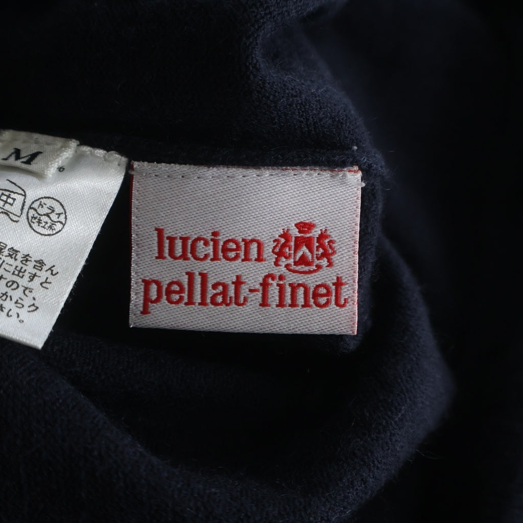 lucien pellat-finet(ルシアンペラフィネ) カラフルスカル刺繍カシミヤ Vネックセーター カシミヤ ネイビー #M