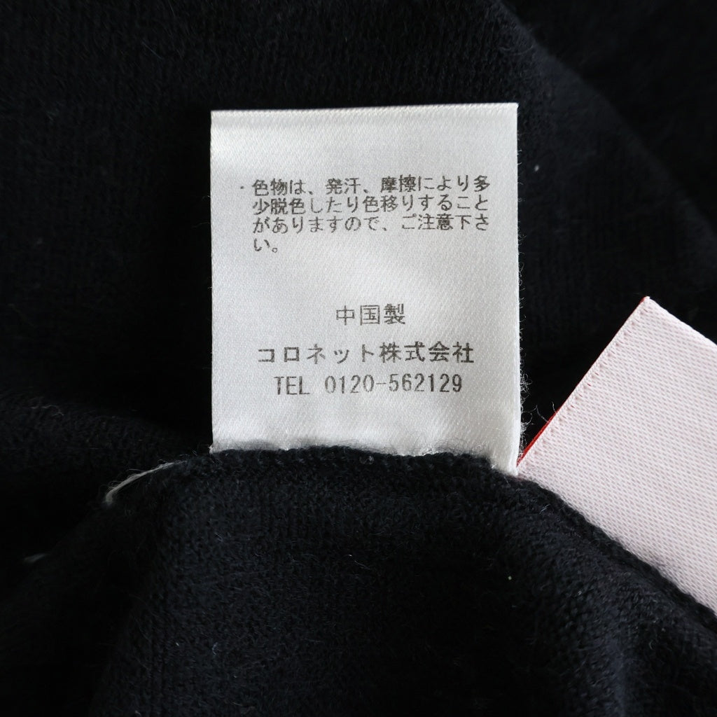 lucien pellat-finet(ルシアンペラフィネ) ジラフ柄スカル刺繍 カシミヤVネックセーター ブラック #M