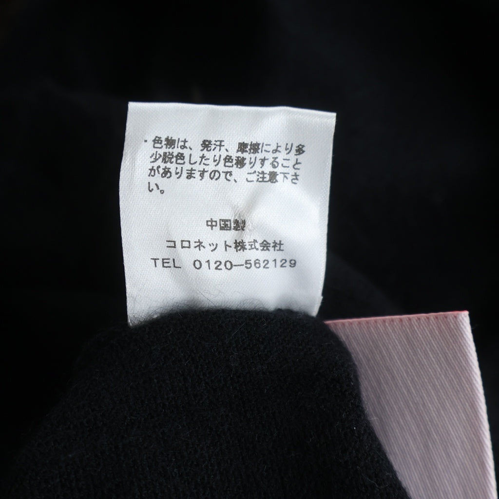lucien pellat-finet(ルシアンペラフィネ) 袖ライン ストリート風刺繍 カシミヤニットカーディガン ブラック #M