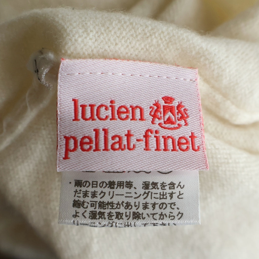 lucien pellat-finet(ルシアンペラフィネ) スカル刺繍 ラインストーン カシミヤVネックセーター アイボリー #M