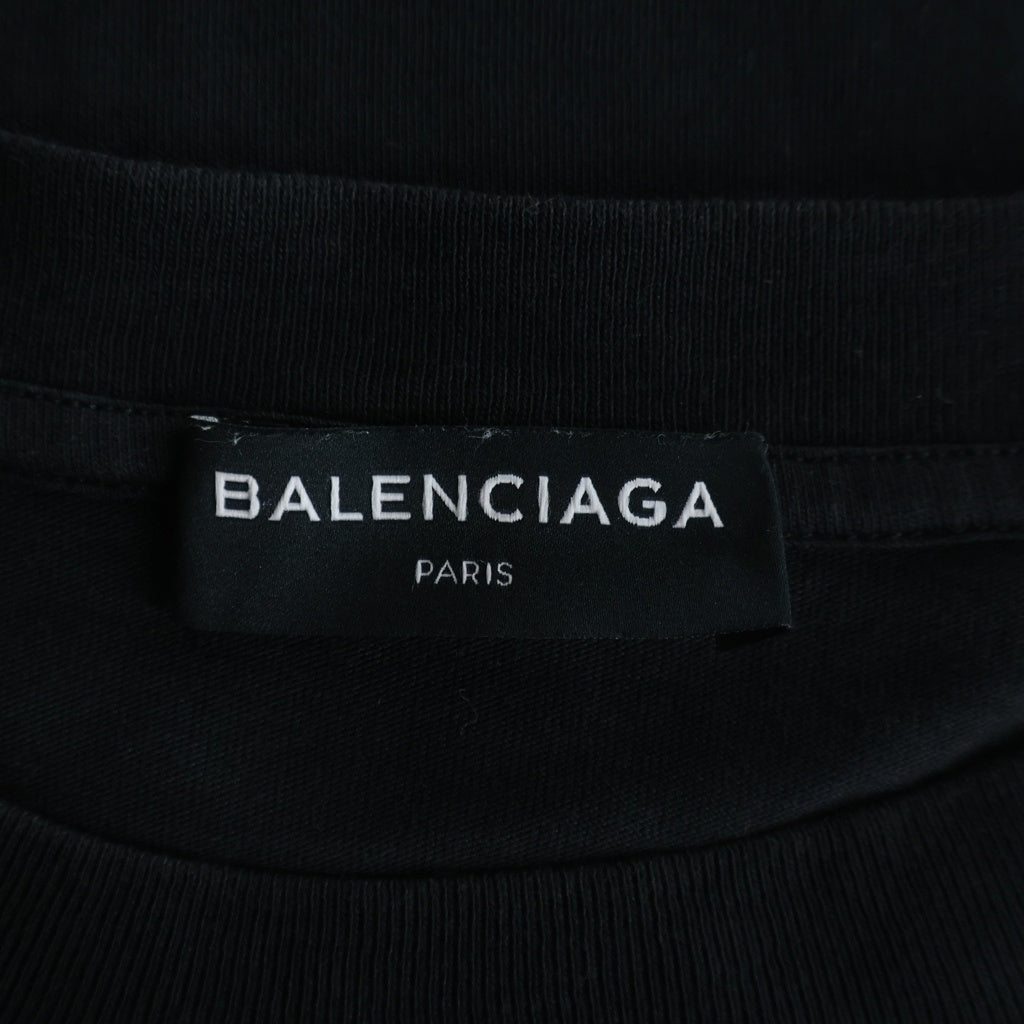 BALENCIAGA(バレンシアガ) バックロゴ クルーネックTシャツ コットン ブラック #M 496053
