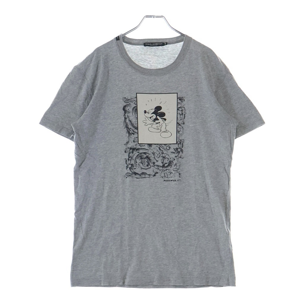 DOLCE & GABBANA(ドルチェアンドガッバーナ) MICKY MOUSE 40's フロントミッキープリント半袖Tシャツ グレー #48 G8T48T