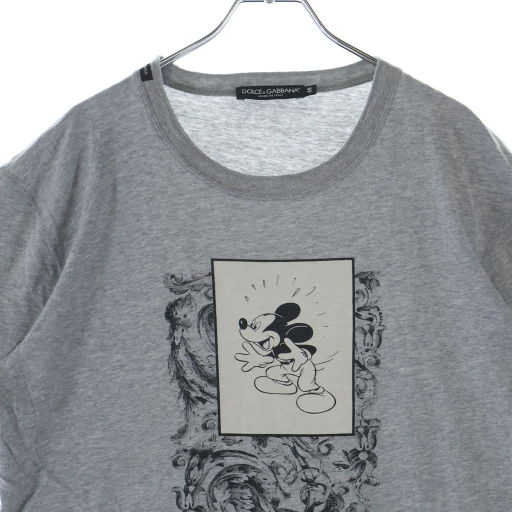 DOLCE & GABBANA(ドルチェアンドガッバーナ) MICKY MOUSE 40's フロントミッキープリント半袖Tシャツ グレー #48 G8T48T