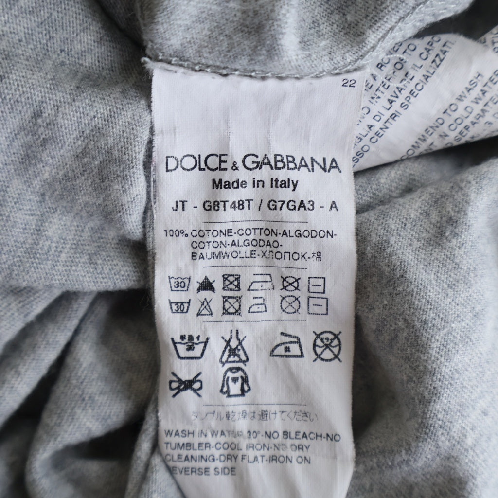 DOLCE & GABBANA(ドルチェアンドガッバーナ) MICKY MOUSE 40's フロントミッキープリント半袖Tシャツ グレー #48 G8T48T