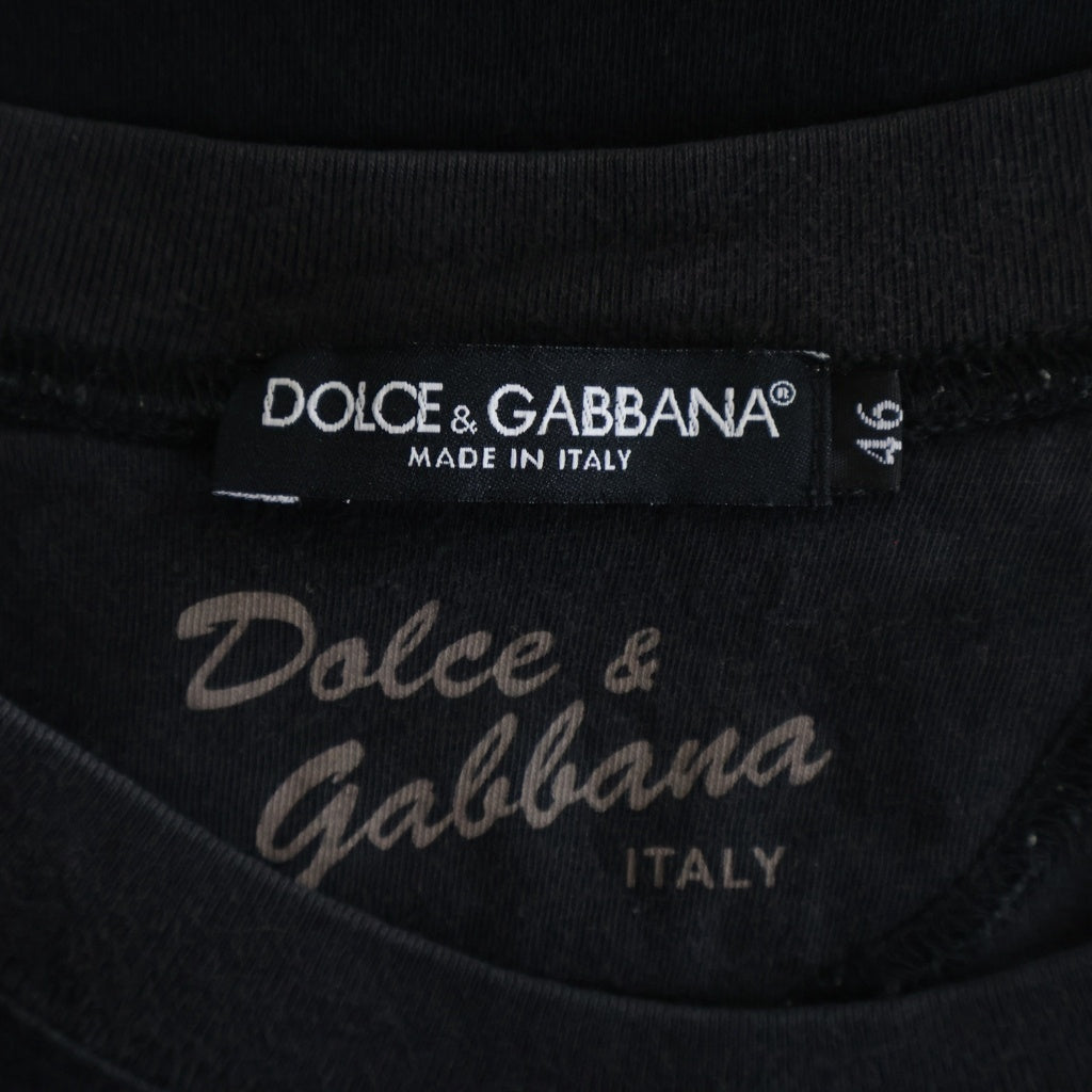 DOLCE & GABBANA(ドルチェアンドガッバーナ) クルーネック 無地 コットン半袖Tシャツ ブラック #46