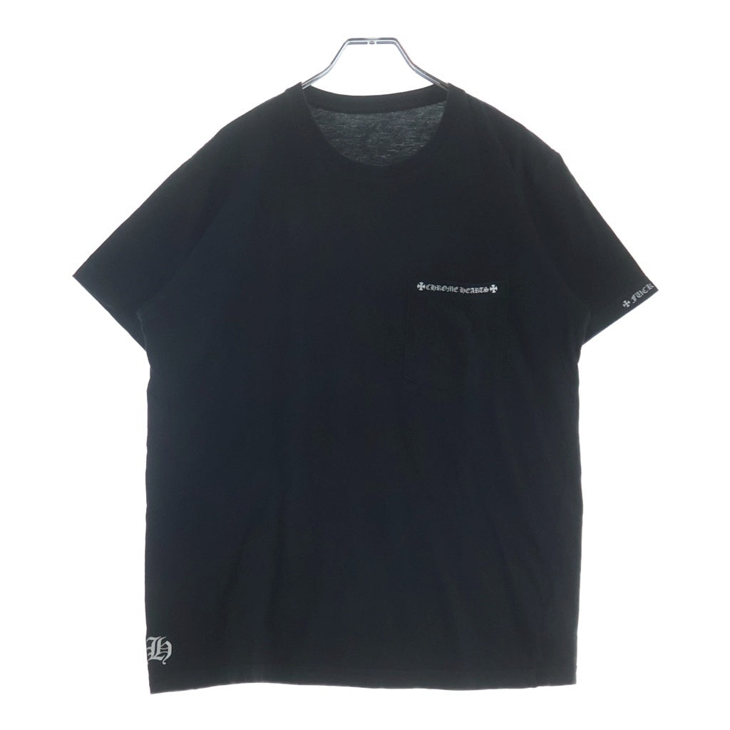 CHROME HEARTS(クロムハーツ) バックアーチロゴ 半袖Tシャツ カットソー 両面プリント Chクロス コットン ブラック