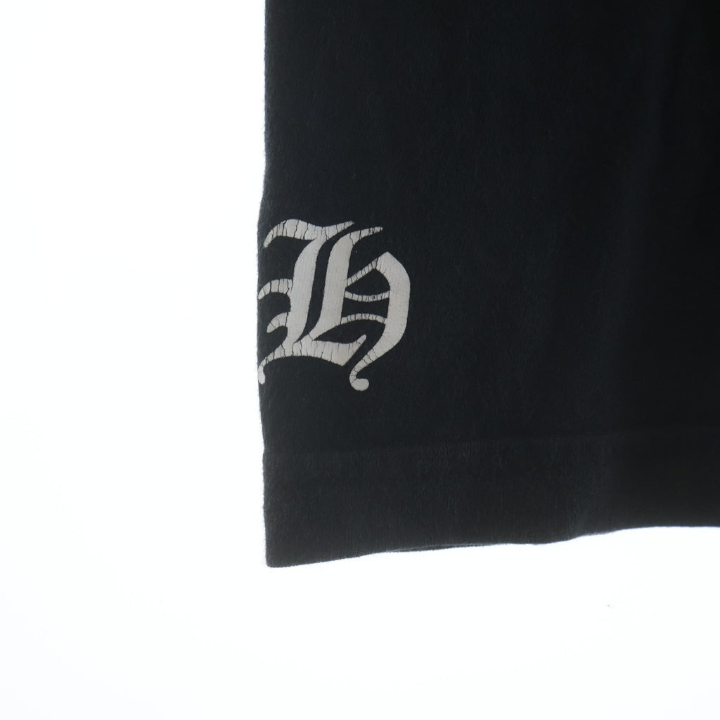 CHROME HEARTS(クロムハーツ) バックアーチロゴ 半袖Tシャツ カットソー 両面プリント Chクロス コットン ブラック