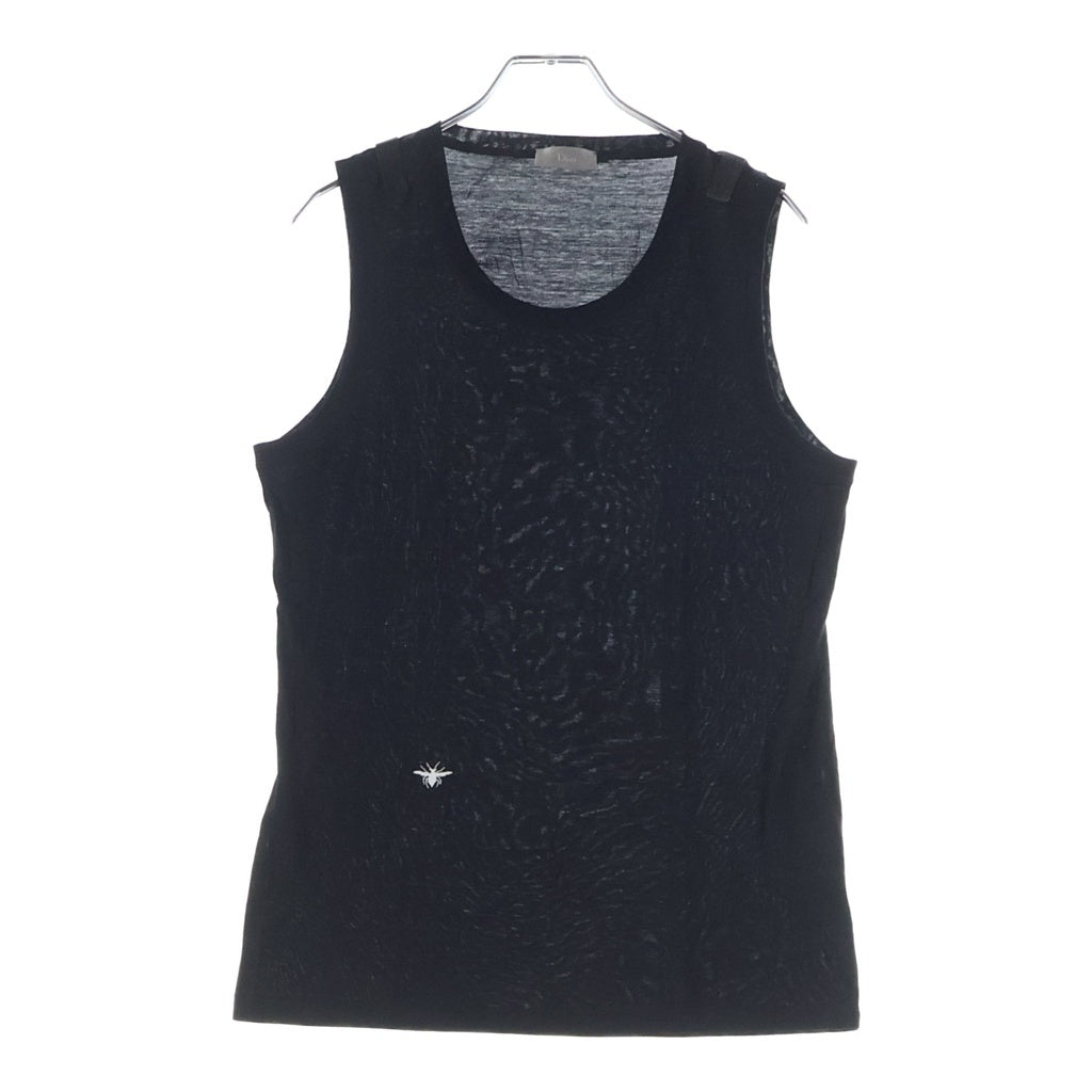 Christian Dior(クリスチャンディオール) 04SS エディ期 Bee刺繍 ノースリーブTシャツ カットソー タンクトップ コットン ブラック 4EH7070138
