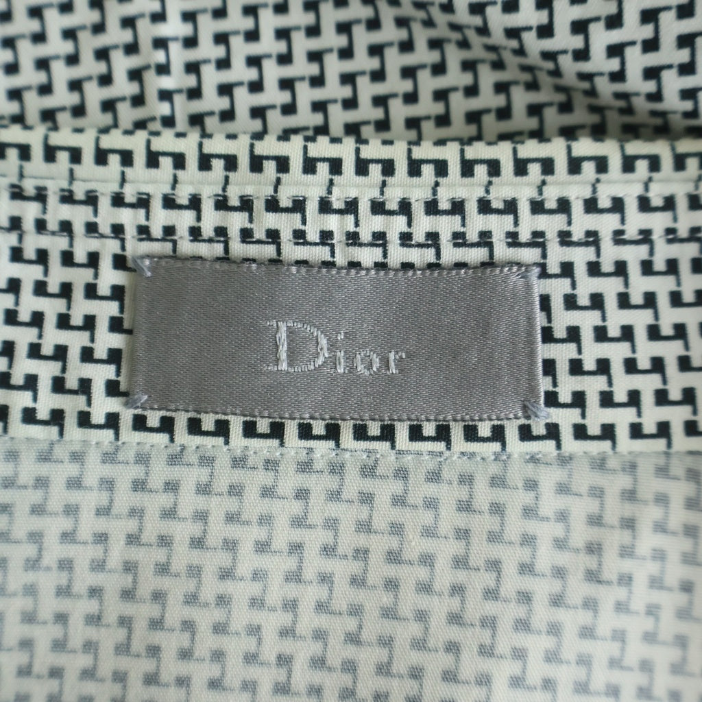 Christian Dior(クリスチャンディオール) 06 エディ期 千鳥格子柄 ロングスリーブシャツ ホワイト×ブラック #38 5HH1052750