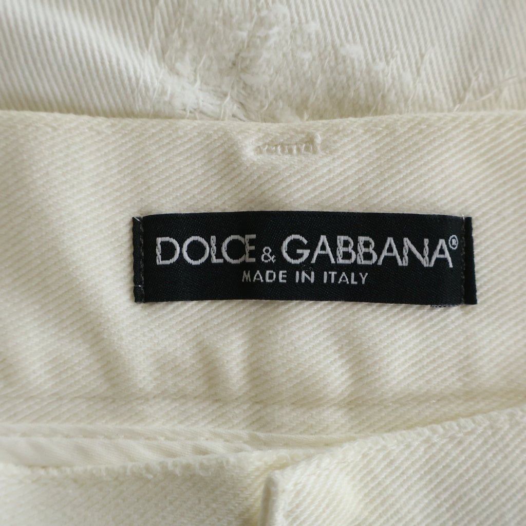 DOLCE & GABBANA(ドルチェアンドガッバーナ) ダメージ加工ストレートデニムパンツ ホワイト #46 GZN9LT