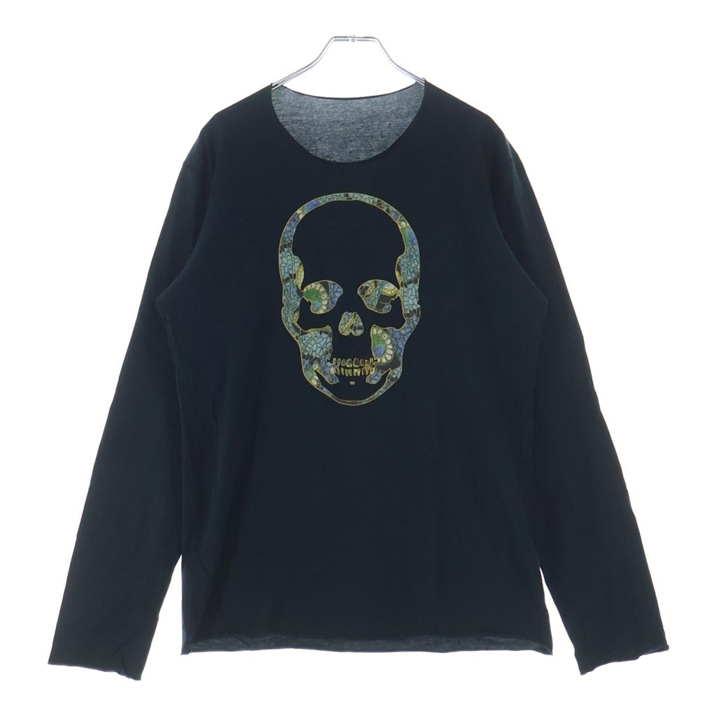 lucien pellat-finet(ルシアンペラフィネ) スカル モザイク調 フロントプリント ロングスリーブTシャツ ブラック #M
