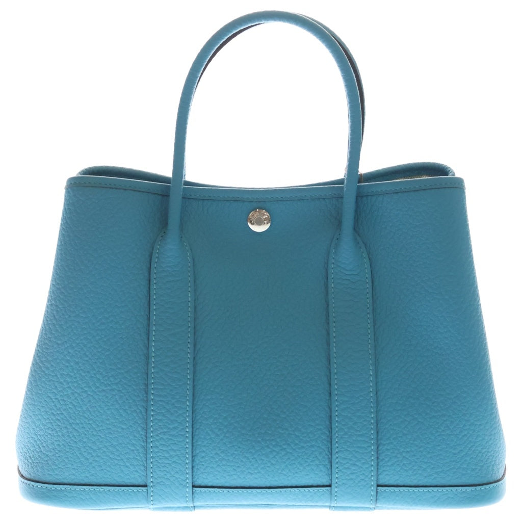 HERMES(エルメス) ガーデンパーティ30 TPM ネゴンダ ハンドバッグ ターコイズ シルバー金具 ブルー □R刻印 レディース