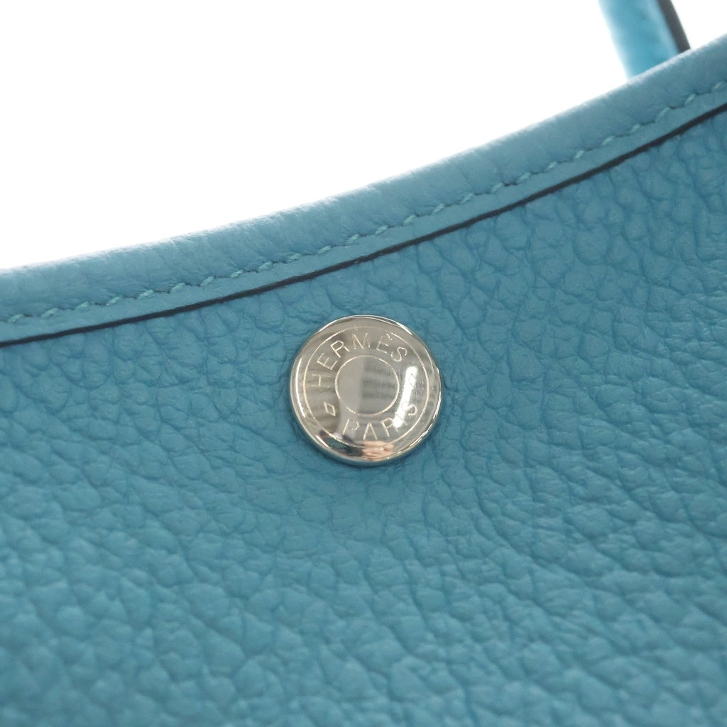 HERMES(エルメス) ガーデンパーティ30 TPM ネゴンダ ハンドバッグ ターコイズ シルバー金具 ブルー □R刻印 レディース