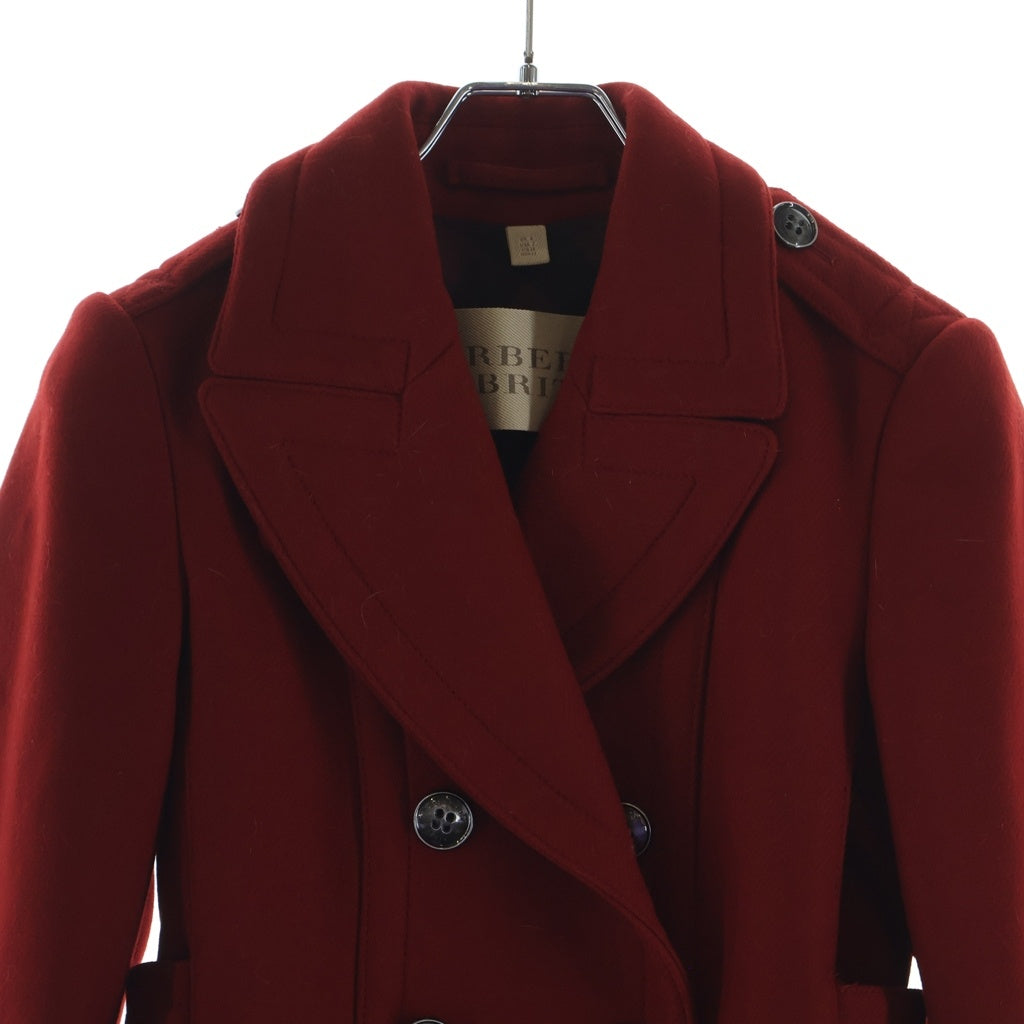 BURBERRY BRIT(バーバリー ブリット) BURBERRY BRIT ウールカシミア トレンチ ハーフコート エポレット レッド 3954178 レディース