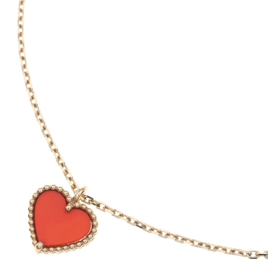 Van Cleef & Arpels(ヴァンクリーフアンドアーペル) スウィート ハート カーネリアン ネックレス Au750 K18PG ピンクゴールド レディース