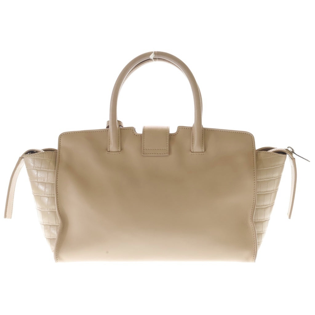SAINT LAURENT PARIS(サンローランパリ) ベイビーダウンタウンカバス 2WAYハンドバッグ ショルダーバッグ ベージュ レザー シルバー金具 レディース