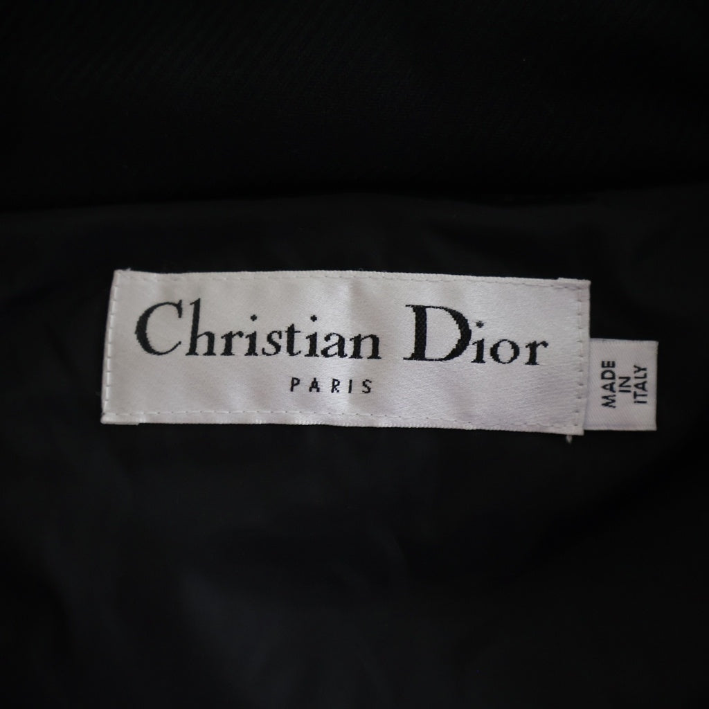 Christian Dior(クリスチャンディオール) ジップデザイン ウールフーテッドコート Wジップ ファー フード ブラック 9H27700G1107 レディース
