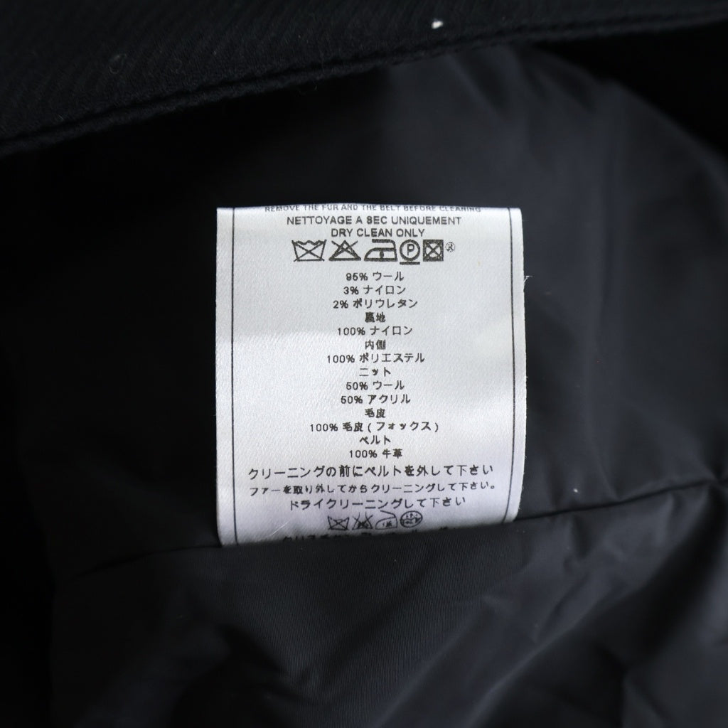 Christian Dior(クリスチャンディオール) ジップデザイン ウールフーテッドコート Wジップ ファー フード ブラック 9H27700G1107 レディース