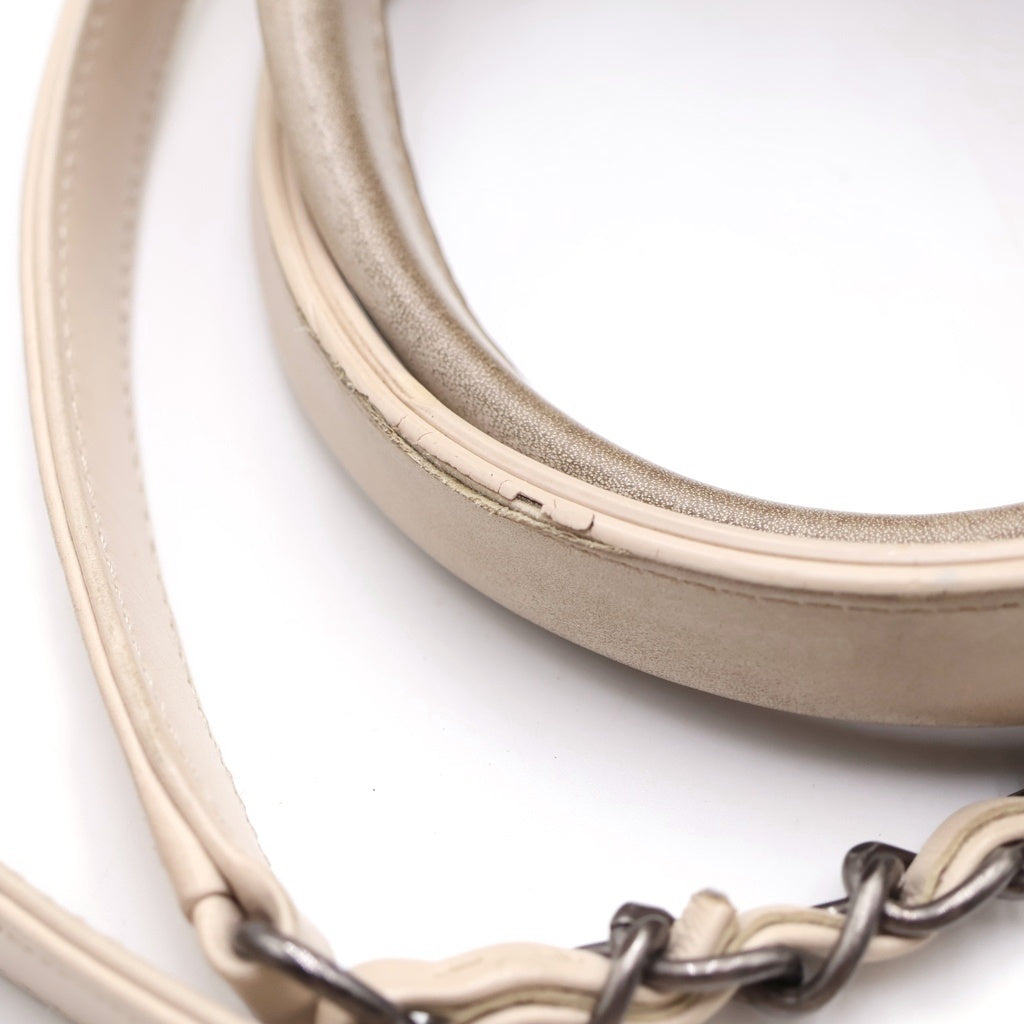 CHANEL(シャネル) ココマーク ツイードフラップ ツイード レザー シルバー金具 2WAY チェーントートバッグ ショルダーバッグ アイボリー ホワイト レディース