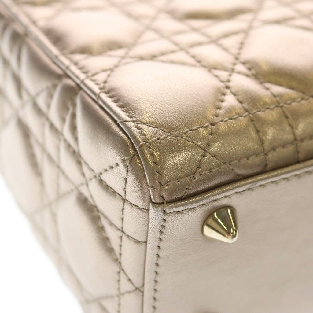 Christian Dior(クリスチャンディオール) Lady Dior MY ABCDIOR レディディオール マイABCディオール スモール ゴールド金具 カナージュ ゴールド レディース
