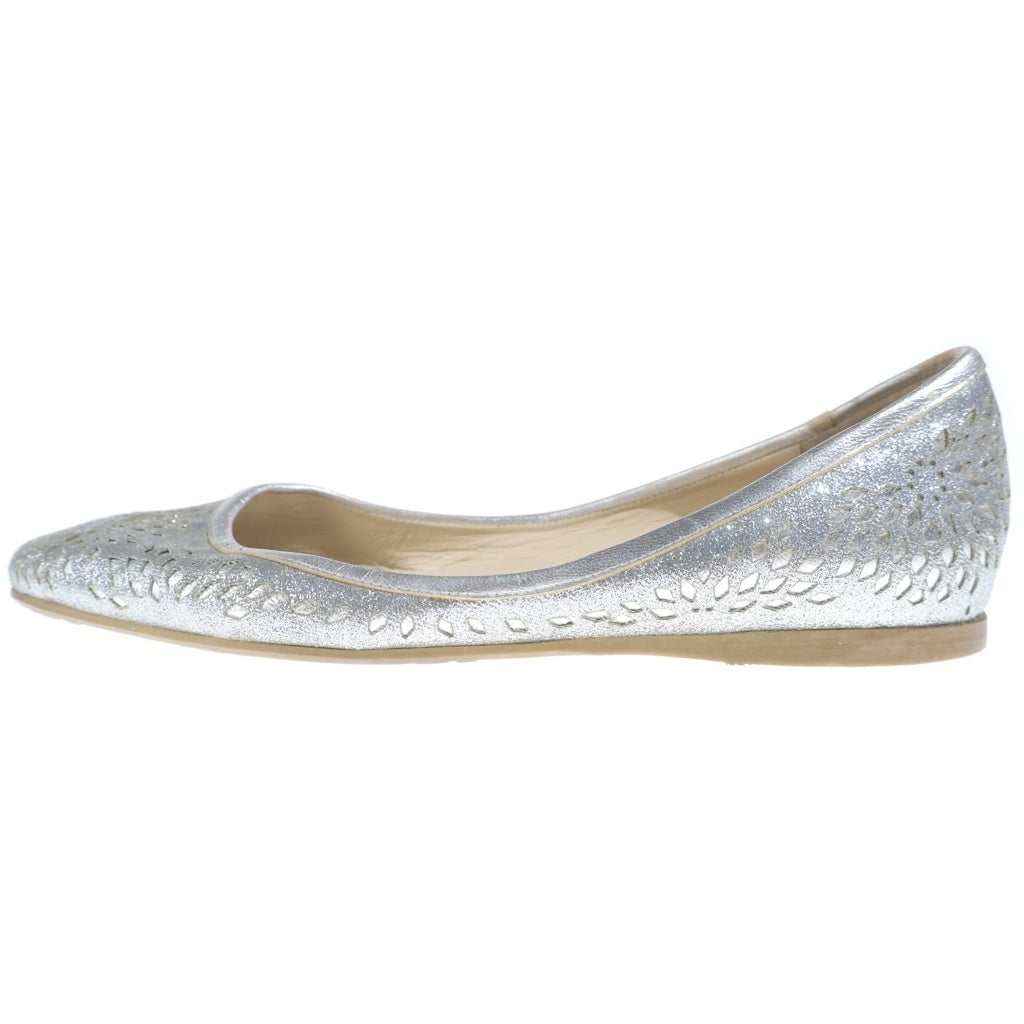 JIMMY CHOO(ジミーチュウ) グリッター フラットシューズ パンプス シルバー レディース