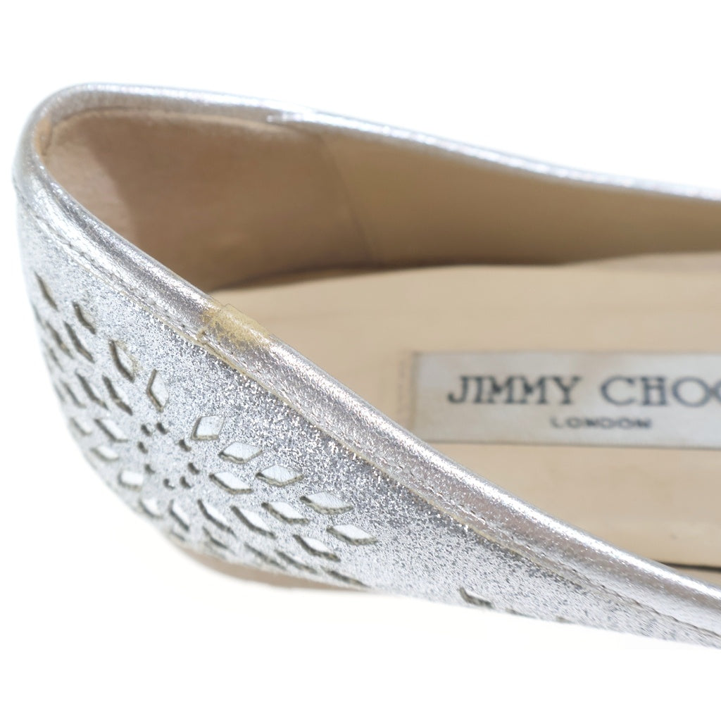 JIMMY CHOO(ジミーチュウ) グリッター フラットシューズ パンプス シルバー レディース