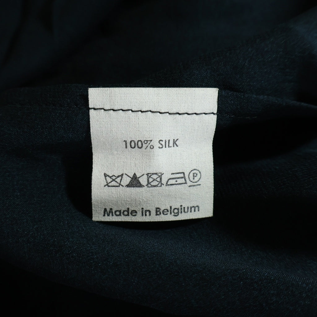DRIES VAN NOTEN(ドリスヴァンノッテン) 花柄 シルク半袖ワンピース ドレス シースルー プリーツ ブラック レディース