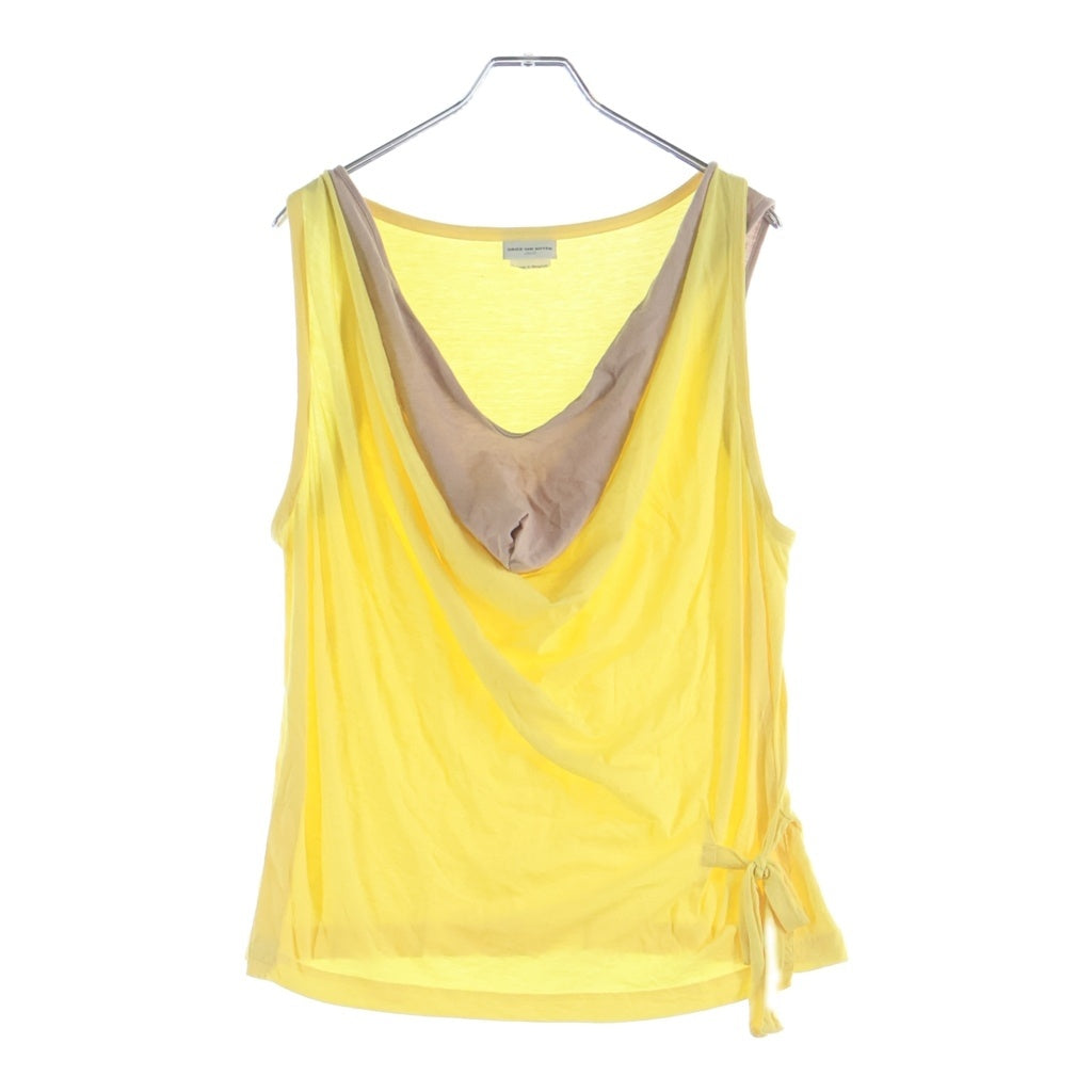 DRIES VAN NOTEN(ドリスヴァンノッテン) レイヤードデザイン ノースリーブトップス カットソー バイカラー イエロー レディース