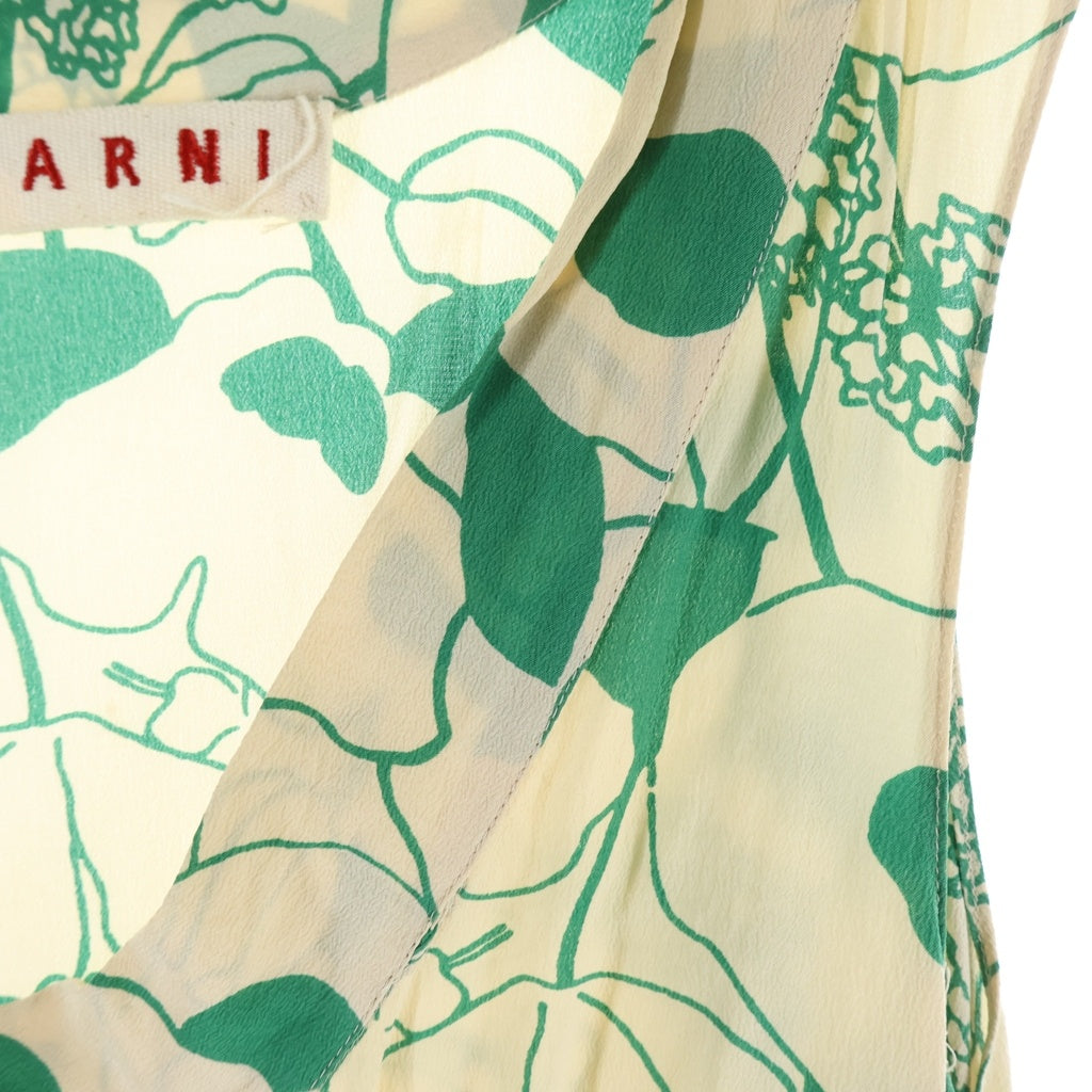 MARNI(マルニ) 総柄 シルク ノースリーブトップス 花柄 ベージュ/グリーン レディース