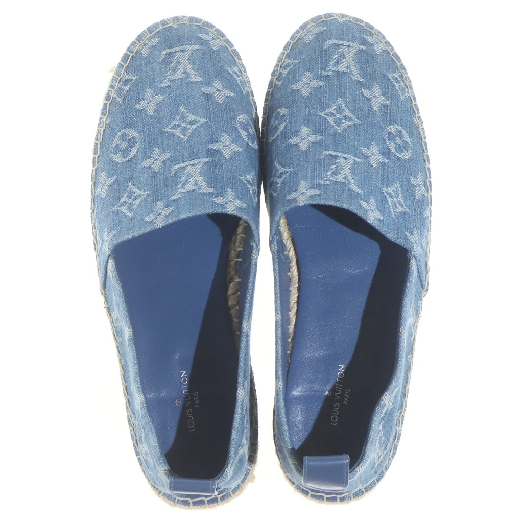 LOUIS VUITTON(ルイヴィトン) モノグラムデニム エスパドリーユ フラットシューズ スリッポン インディゴブルー #38