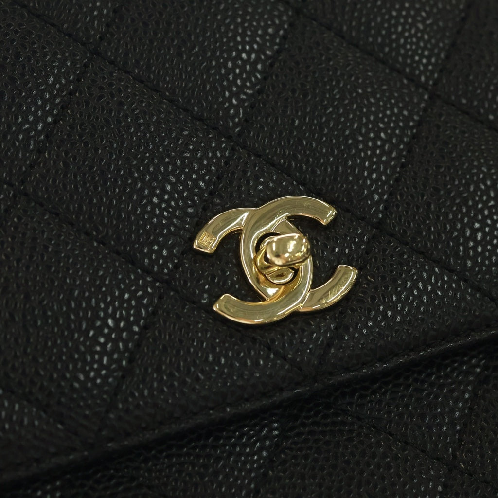 CHANEL(シャネル) マトラッセ ココマーク トップハンドル ハンドバック キャビアスキン ブラック A12397 レディース