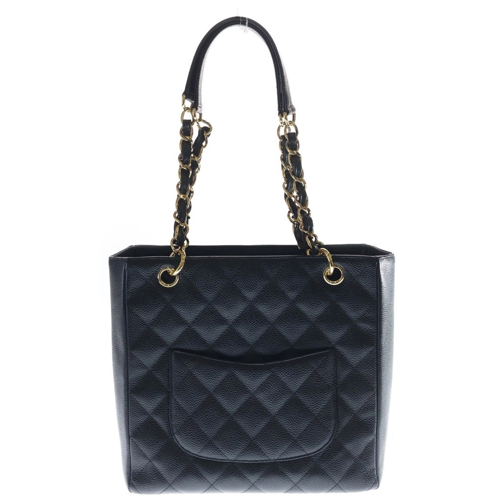 CHANEL(シャネル) PST チェーン トートバッグ ゴールド金具 キャビアスキン ブラック レディース