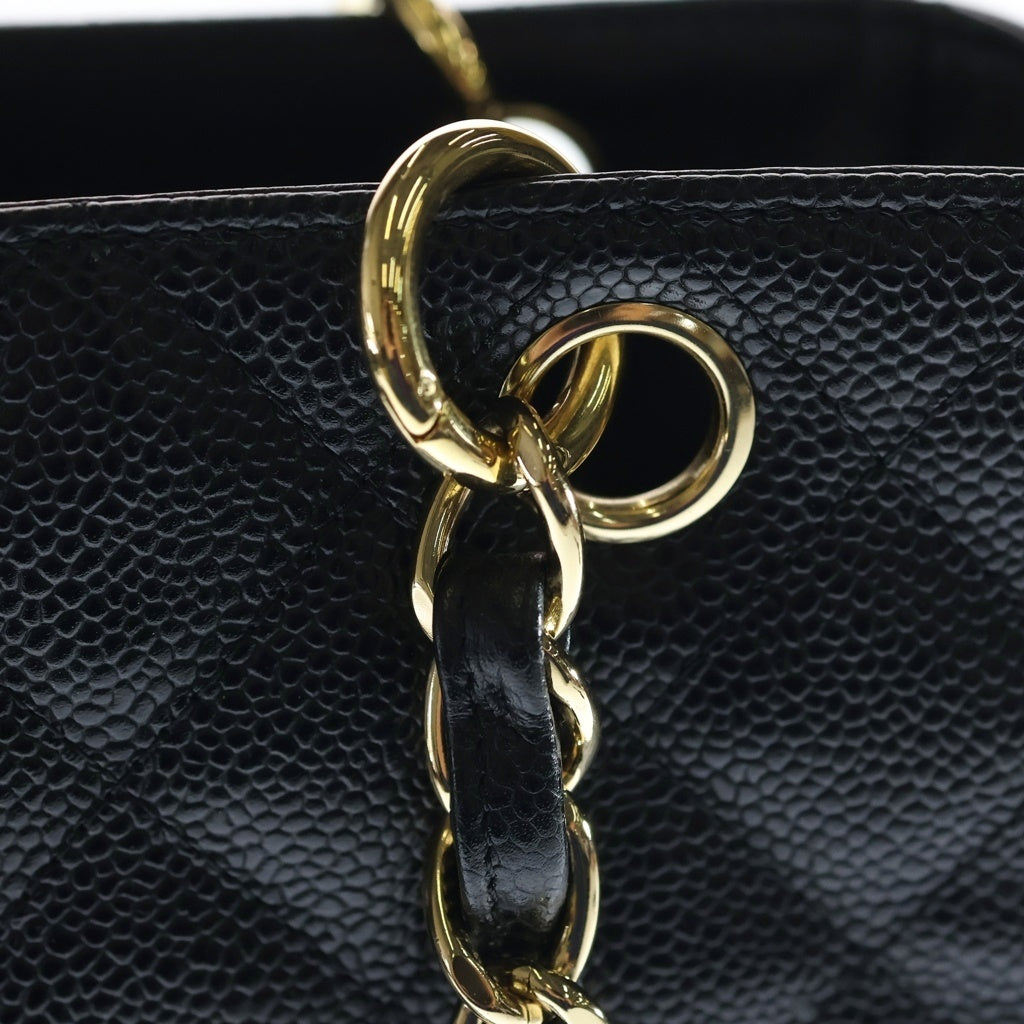 CHANEL(シャネル) PST チェーン トートバッグ ゴールド金具 キャビアスキン ブラック レディース