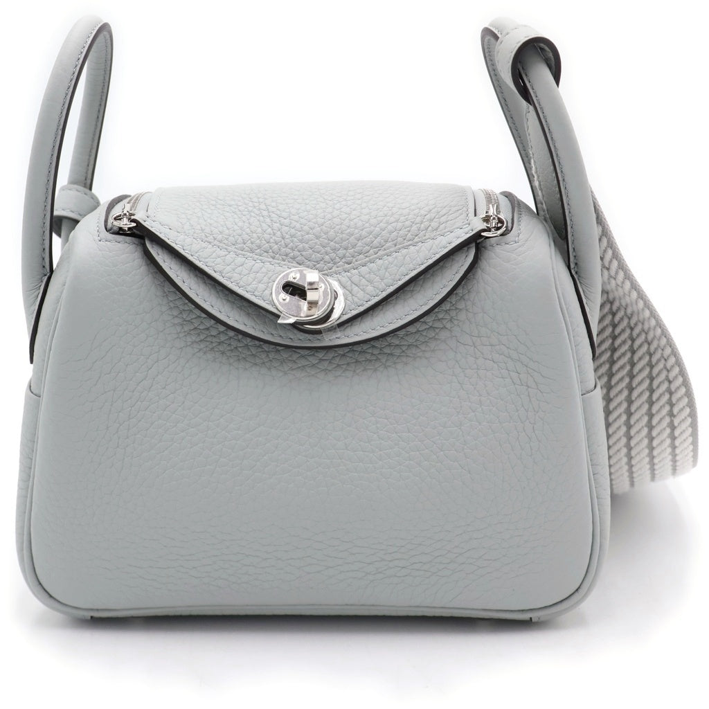 HERMES(エルメス) リンディ ミニ トリヨンクレマンス シルバー金具 ショルダーバッグ G刻印 ブルーグラシエ レディース