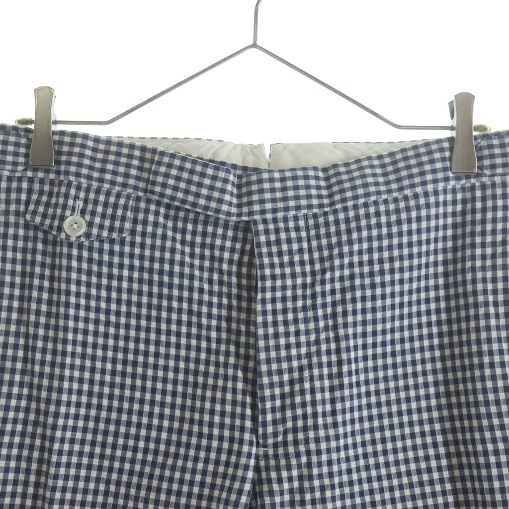 BROOKS BROTHERS(ブルックス ブラザーズ) ギンガムチェック コットンストレートパンツ スラックス ネイビー/ホワイト 94846026