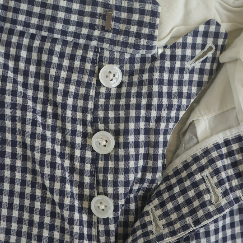 BROOKS BROTHERS(ブルックス ブラザーズ) ギンガムチェック コットンストレートパンツ スラックス ネイビー/ホワイト 94846026