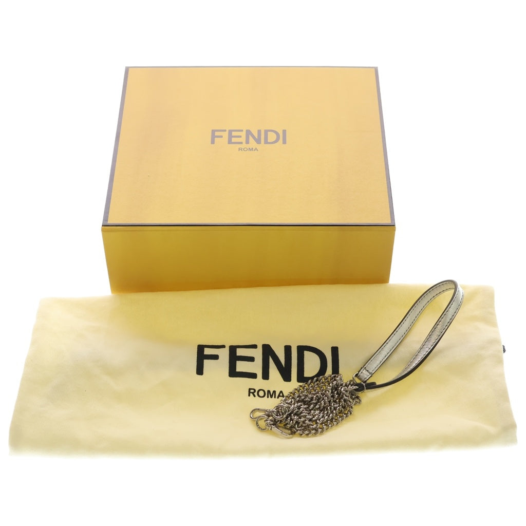 FENDI(フェンディ) マンマバケット ミニ クリスタル レザー 2WAY ハンドバッグ チェーンショルダーバッグ シルバー レディース