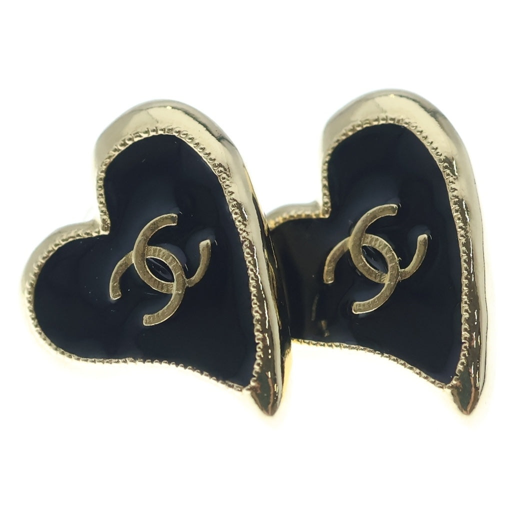 CHANEL(シャネル) A22P ココマーク ハート ピアス ゴールド金具 ゴールド/ブラック レディース
