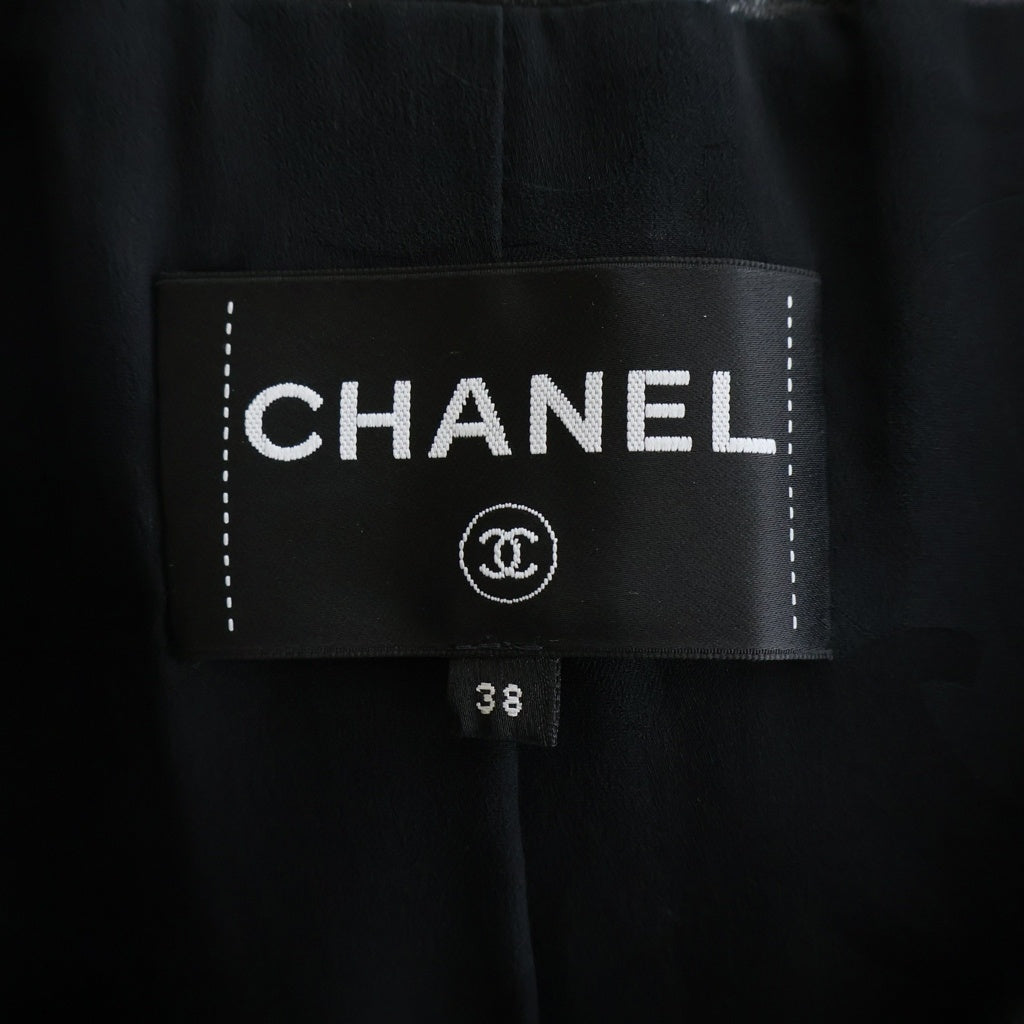 CHANEL(シャネル) ココボタン カーフレザー ダブルチェースターコート ロングコート ゴールドチェーン装飾 ブラック P75546C66790 レディース