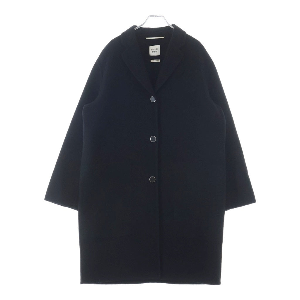 HERMES(エルメス) クルードセル ダブルフェイス ロングチェスターコート カシミヤ ブラック 3H0188DA レディース