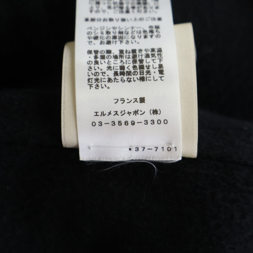 HERMES(エルメス) クルードセル ダブルフェイス ロングチェスターコート カシミヤ ブラック 3H0188DA レディース