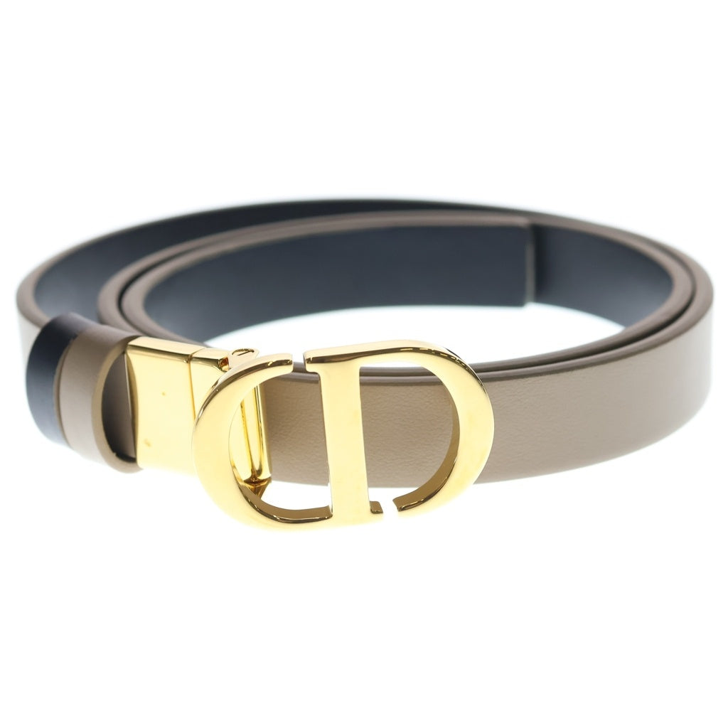 Christian Dior(クリスチャンディオール) CDロゴ バックル リバーシブル ベルト ゴールド金具 レザー ベージュ/ブラック レディース