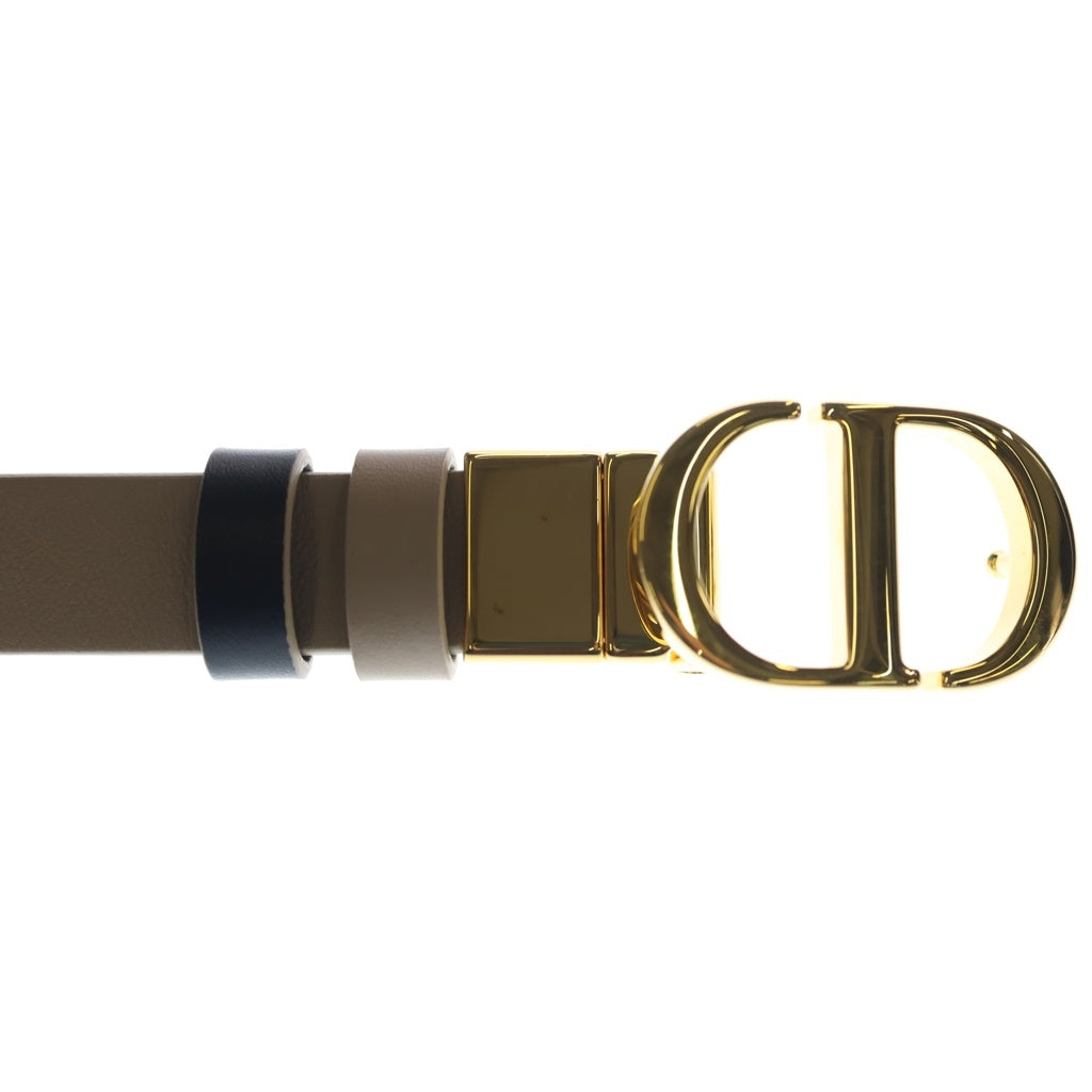 Christian Dior(クリスチャンディオール) CDロゴ バックル リバーシブル ベルト ゴールド金具 レザー ベージュ/ブラック レディース