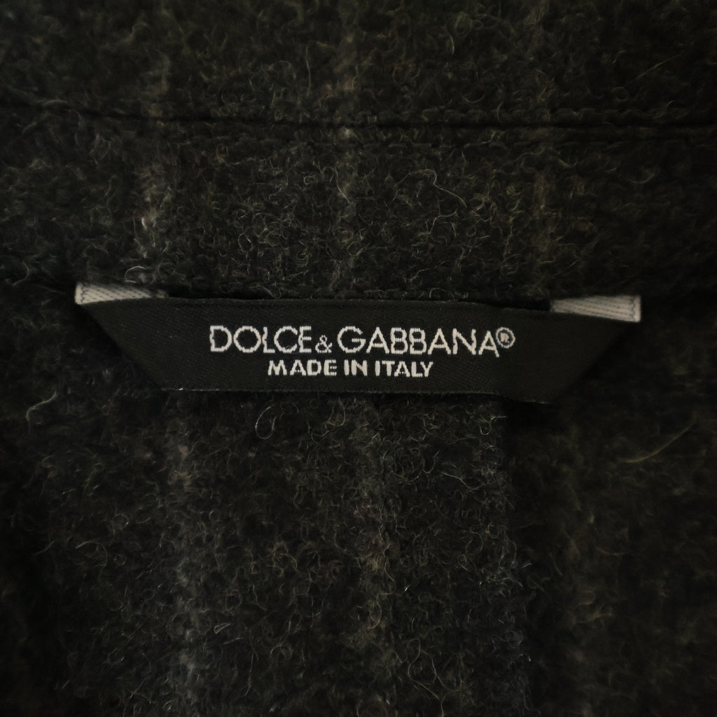 DOLCE & GABBANA(ドルチェアンドガッバーナ) ストライプ ダブルブレスト ウールジャケット ダークグレー #44 G2CB2T